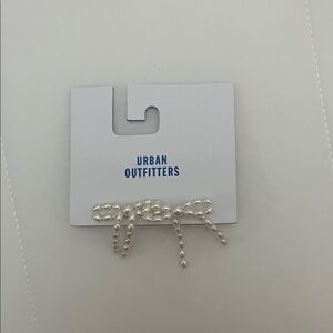 Urban Outfitters White Pearl Bow Earrings